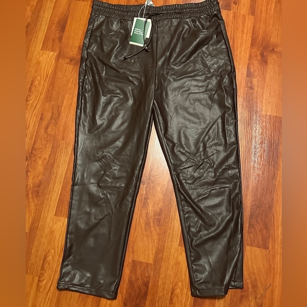 High Waisted Drawstring Stretchy Fleece Casual Tapered Pants with Pockets - Picture 2 of 10